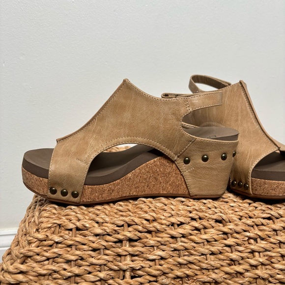 Boutique by Corkys - Carley Wedge Sandal Shoes Tan Open Toe Womens 8 - Picture 7 of 13
